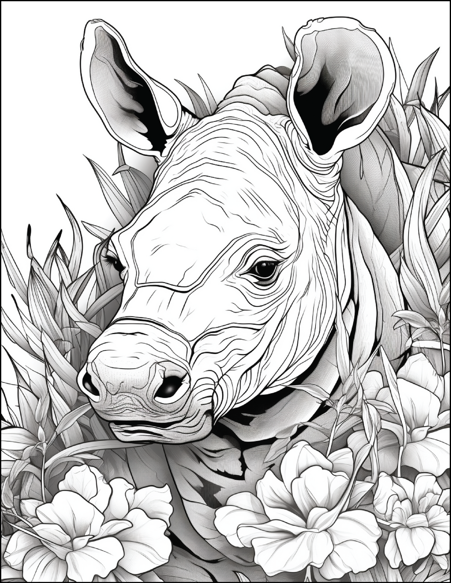 Coloring Book:  Floral Safari Animals (Digital Product)