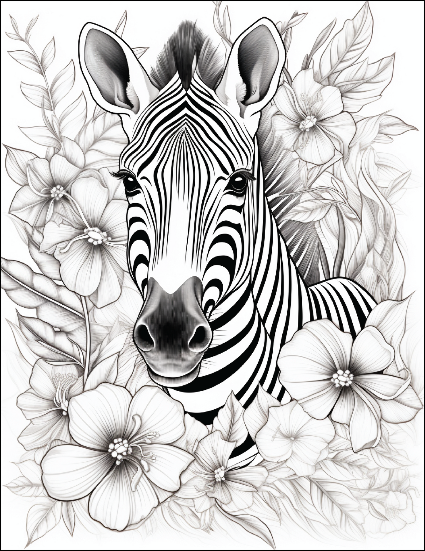 Coloring Book:  Floral Safari Animals (Digital Product)