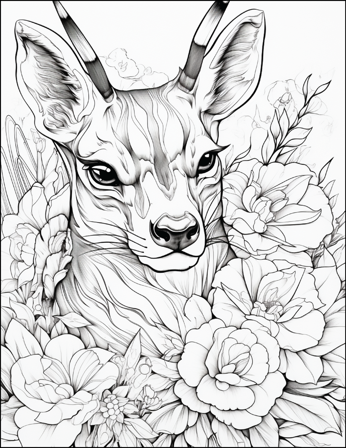 Coloring Book:  Floral Safari Animals (Digital Product)