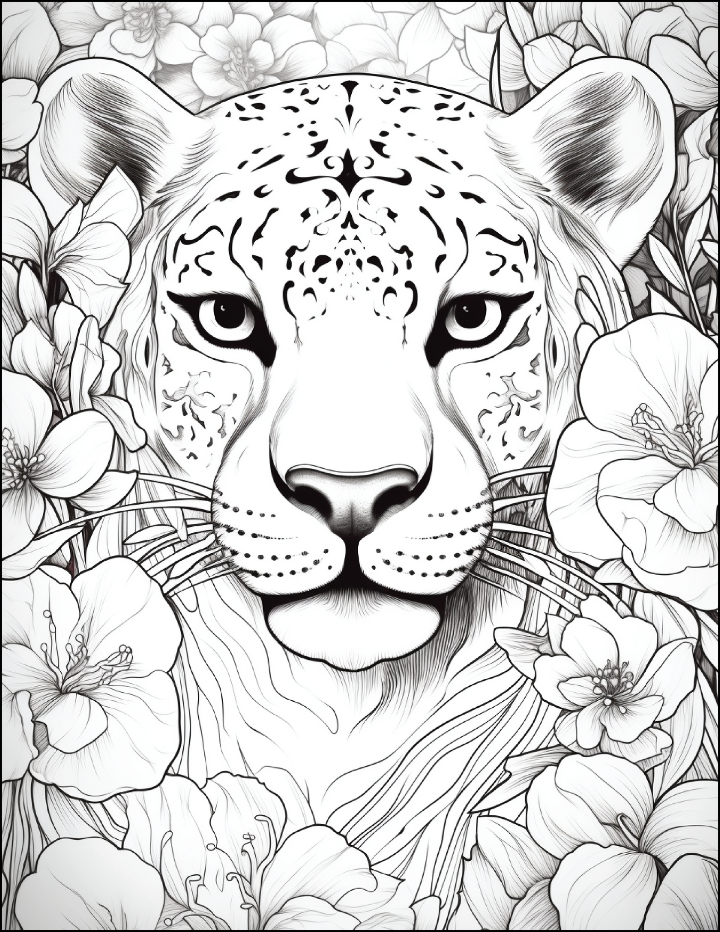 Coloring Book:  Floral Safari Animals (Digital Product)