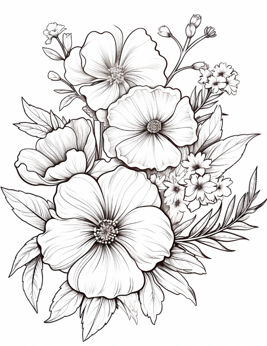Coloring Book/Pages: Wild Flower (Digital Product)