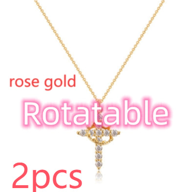 Cross & Crown Rotatable Necklace