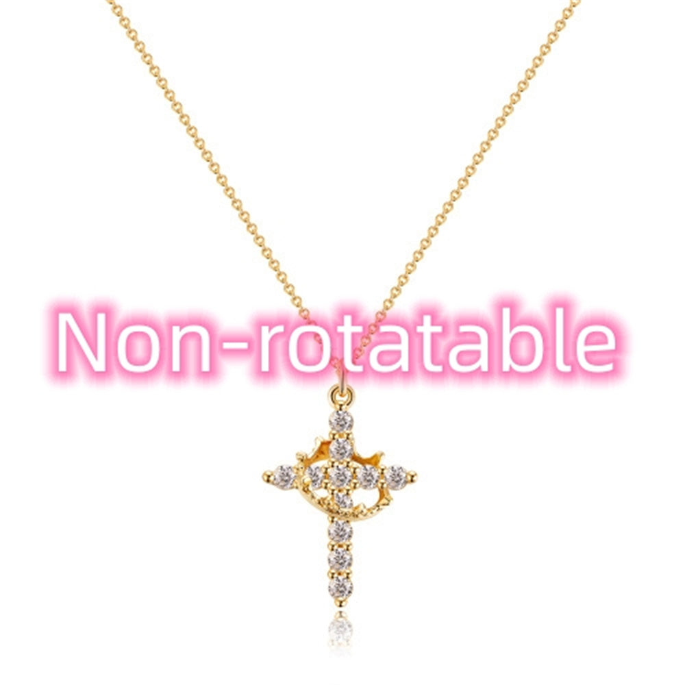 Cross & Crown Rotatable Necklace