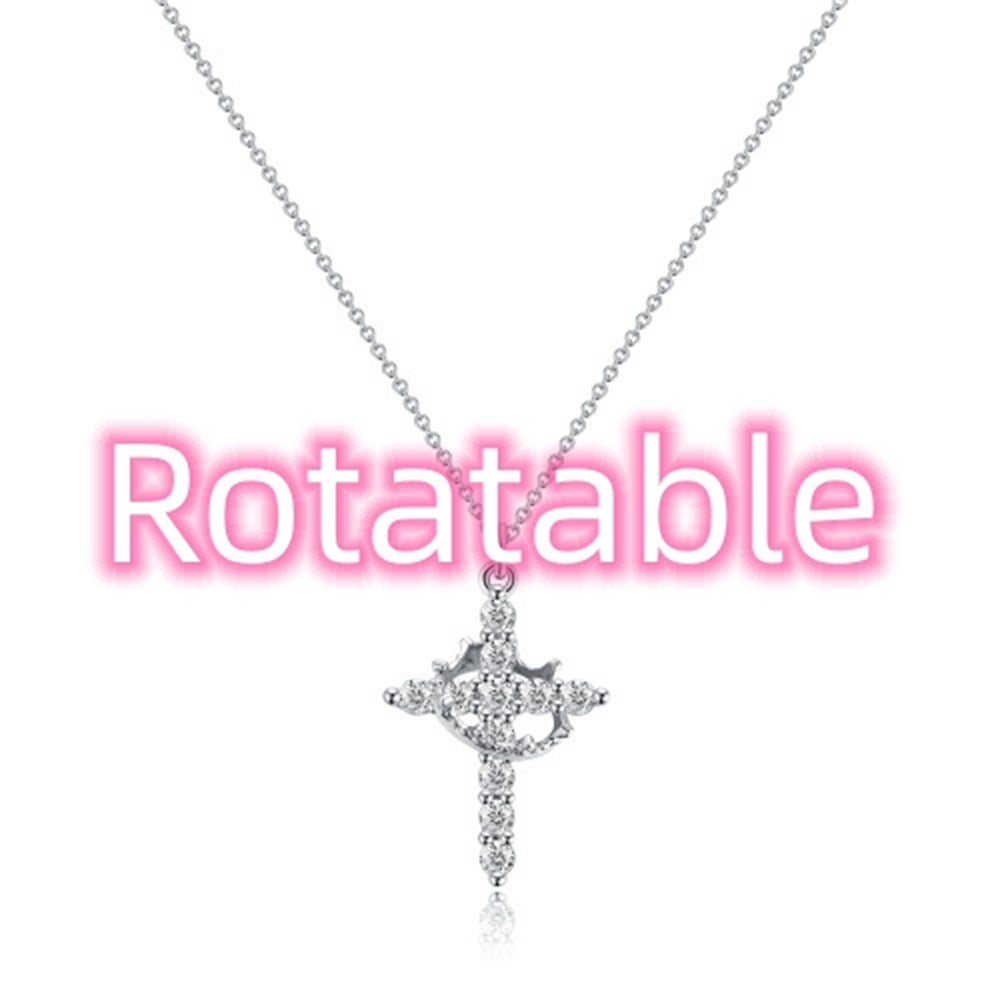 Cross & Crown Rotatable Necklace