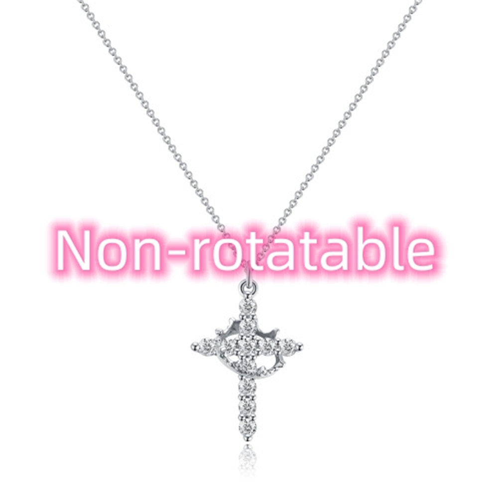 Cross & Crown Rotatable Necklace